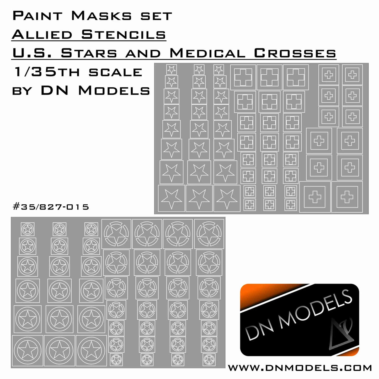 Paint Masks 1/35 WWII Allied US Stars and Medical Crosses Stencil for Vehicles and Tanks