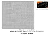 Paint Masks Set - WWII German Crosses and Numbers Stencils, Early and Late Production (DN Models)