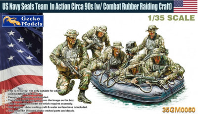 US Navy Seals Team In Action Circa 90s with Combat Rubber Raiding Craft