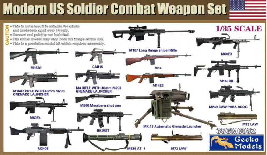 Modern US Soldier Combat Weapon Set