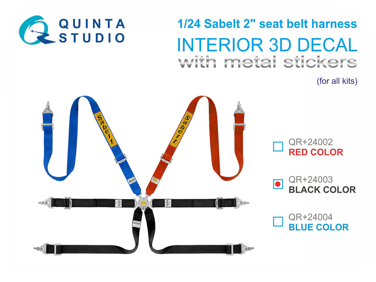 Sabelt 2inch Seat Belt Harness - Black (With Metal Stickers / For All Kits)