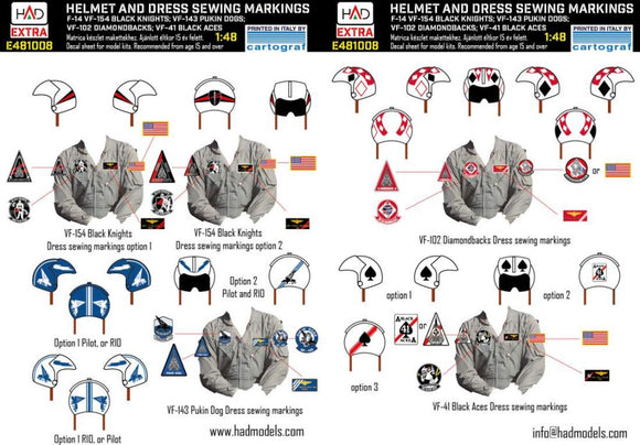 Helmets & Military Dress Sewing Markings (VF-154, VF-143, VF-102, VF-41) (Had Models)