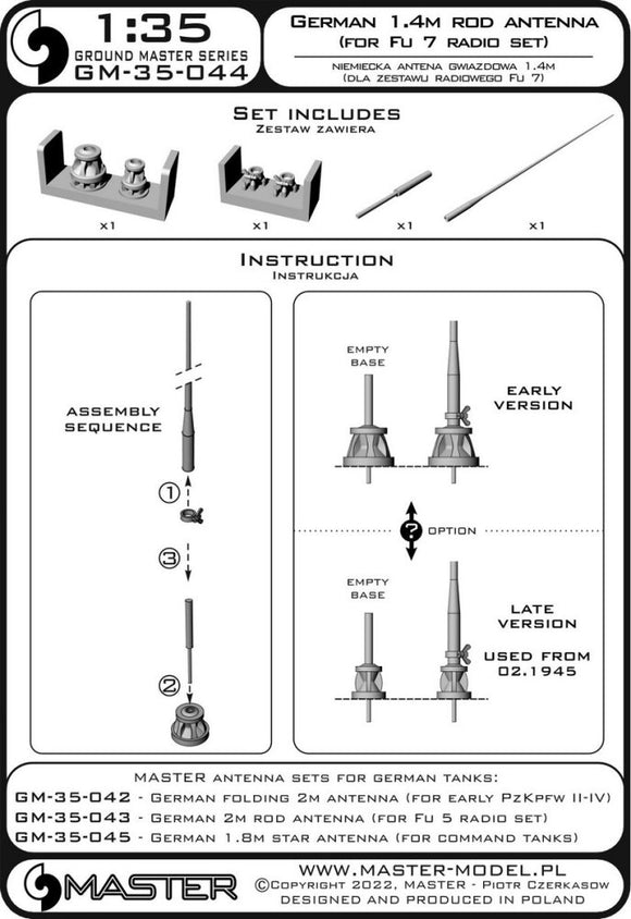 German WWII 1,4m Rod Antenna for Fu7 Radio (Master) – Armored Track Model