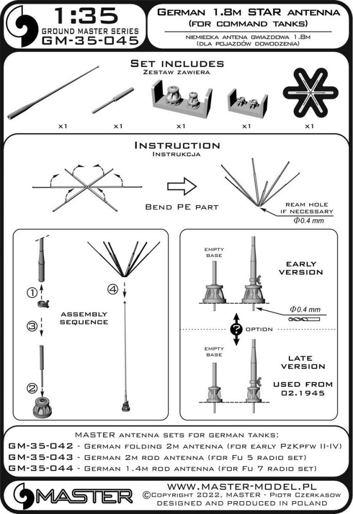 German 1,8m Star Antenna (For Command Tanks)