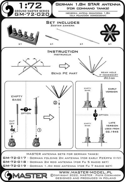 German 1,8m Star Antenna (For Command Tanks)