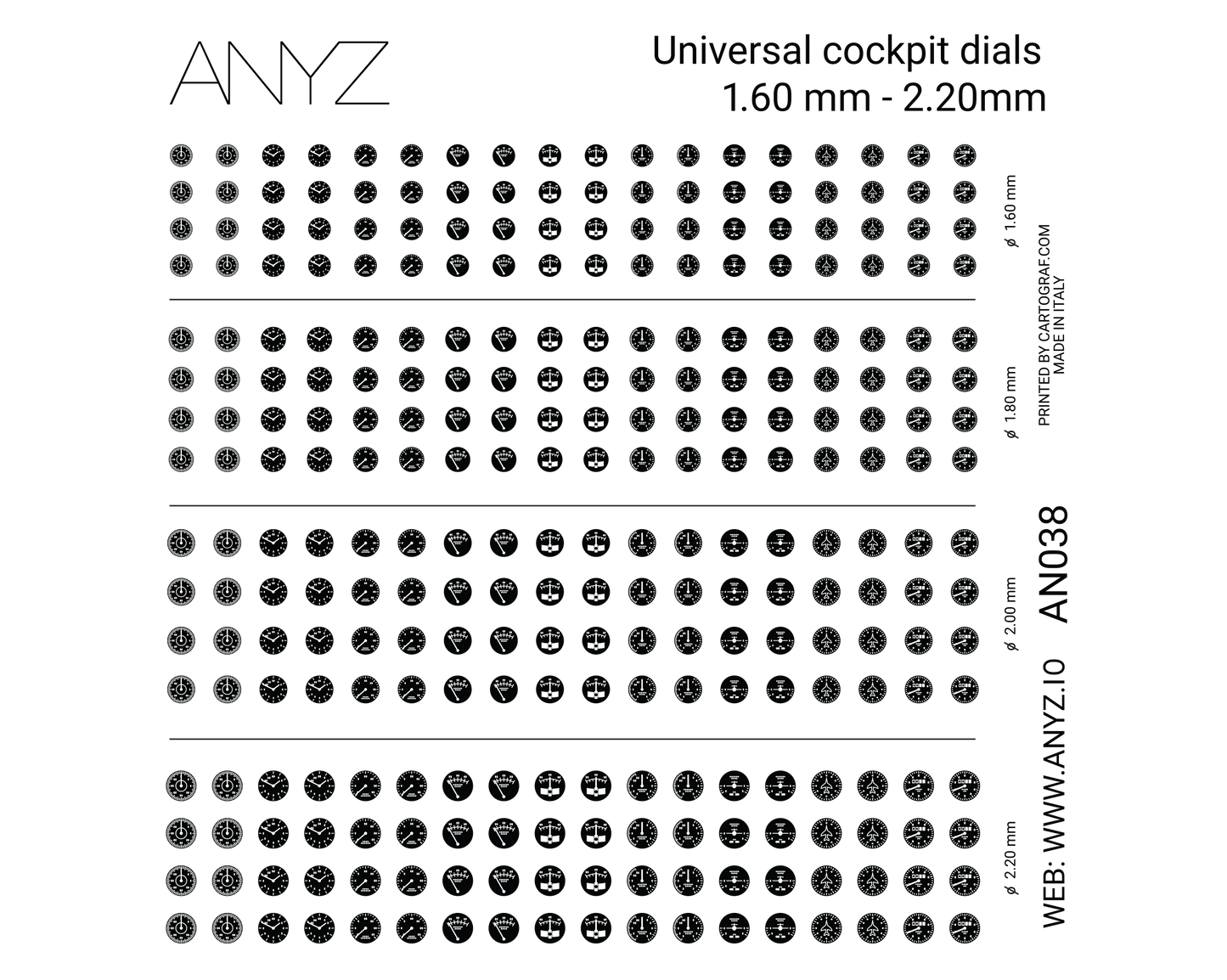 Universal Cockpit Dials 1.60mm-2.20mm