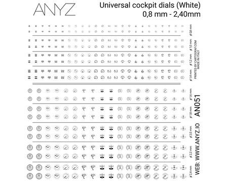 Universal Cockpit Dials (White) 0.8mm-2.40mm