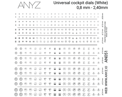 Universal Cockpit Dials (White) 0.8mm-2.40mm