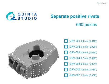Separate positive rivets, 0.4mm (0.016"), 660 pcs