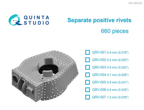 Separate positive rivets, 0.6mm (0.024"), 660 pcs