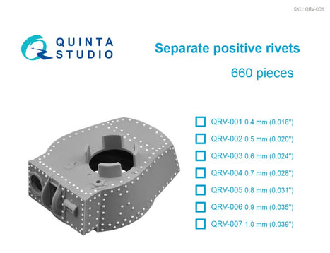 Separate positive rivets, 0.9mm (0.035"), 660 pcs SKU: QRV-006