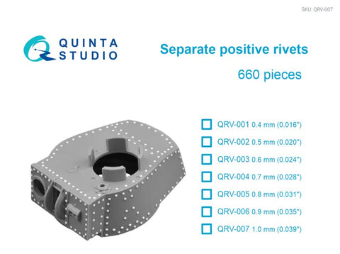 Separate positive rivets, 1.0mm (0.039"), 660 pcs
