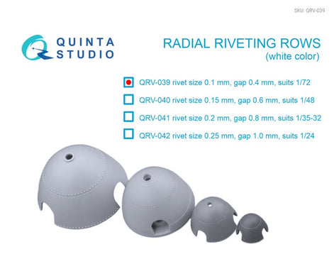 Radial riveting rows (rivet size 0.10 mm, gap 0.4 mm, suits 1/72), White color