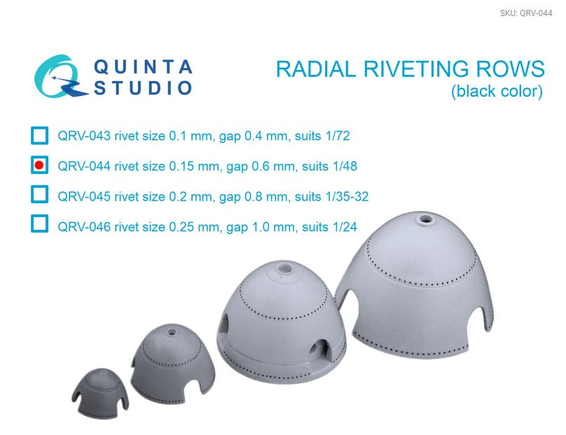 Radial riveting rows (rivet size 0.15 mm, gap 0.6 mm, suits 1/48), Black color