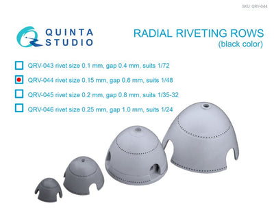 Radial riveting rows (rivet size 0.15 mm, gap 0.6 mm, suits 1/48), Black color