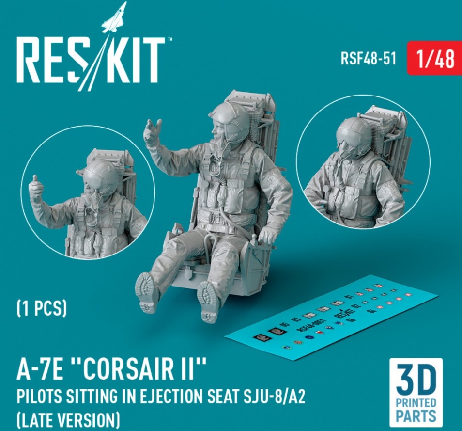 A-7E Corsair II pilot sitting in ejection seat SJU-8/A2 (late version) (3D Printed) (1 pc)