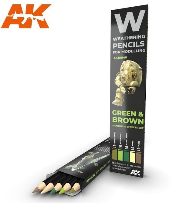 Watercolor Pencil Set Green and Brown Effects (AK Interactive)