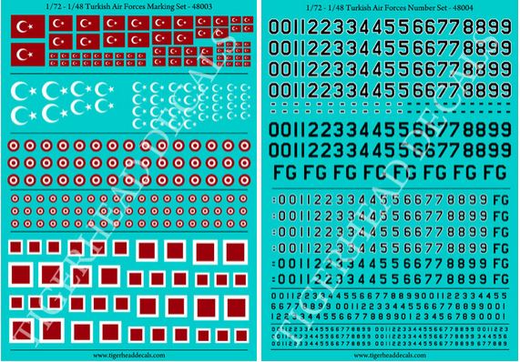 Turkish Air Forces Marking and Numbers Set (TigerHead Decals)